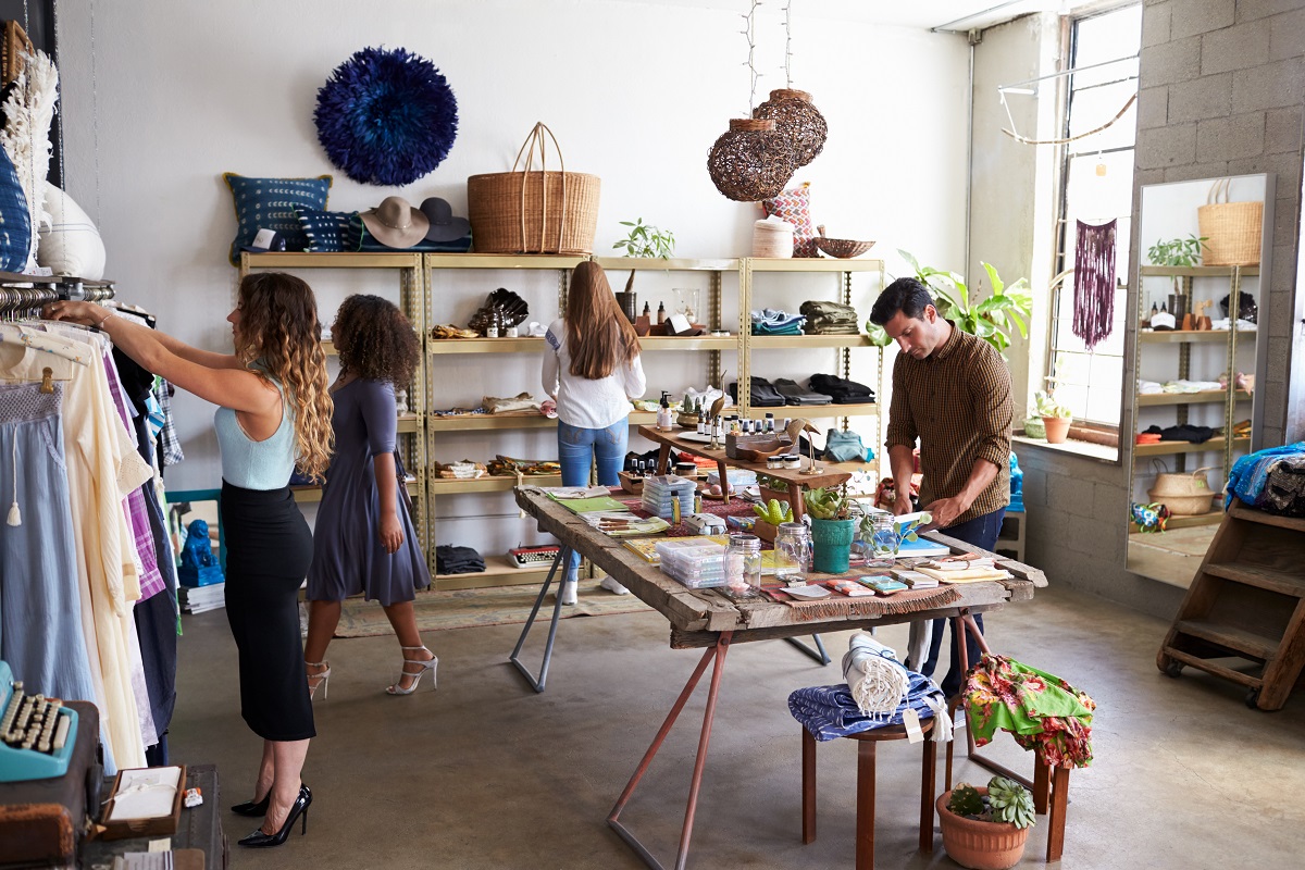 Customers checking out the garage sale