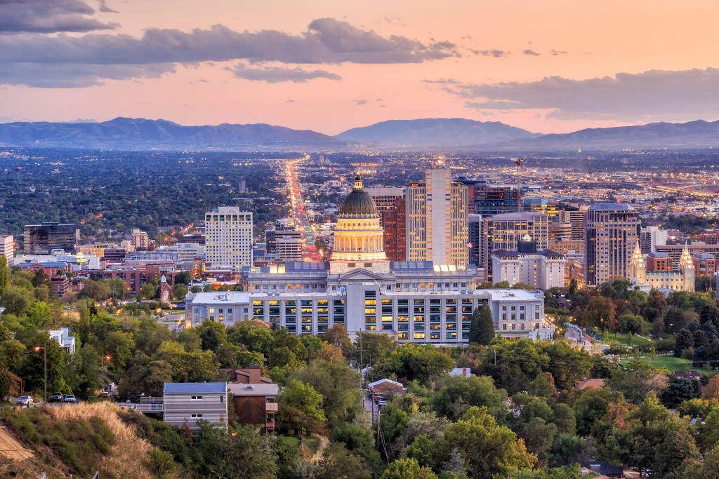 Salt Lake City skyline Utah at night