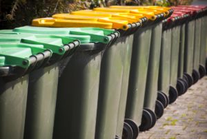 color coded trash bins