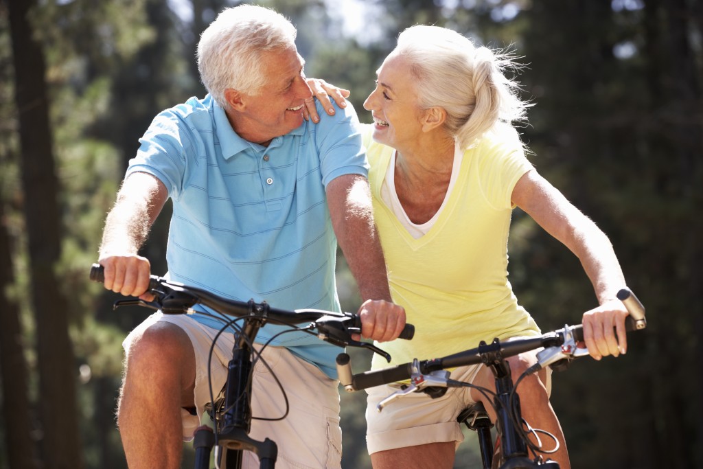 Senior couple on country bike ride