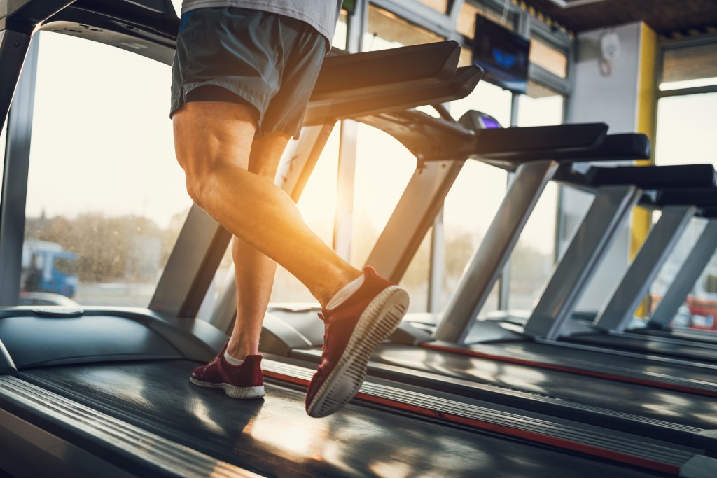 running on a treadmill