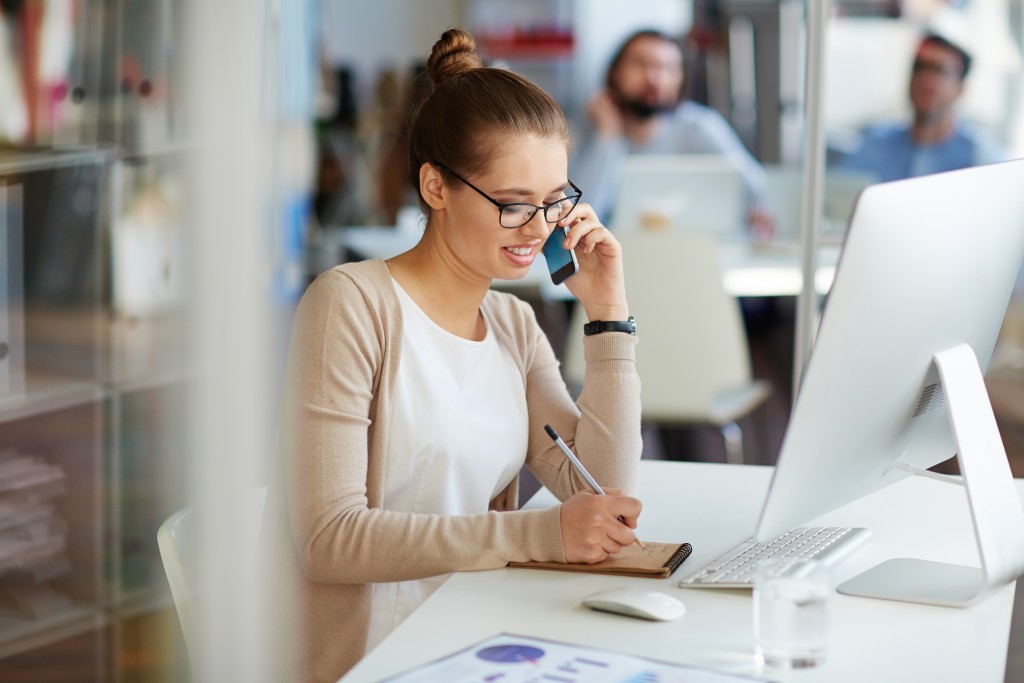 business owner making call