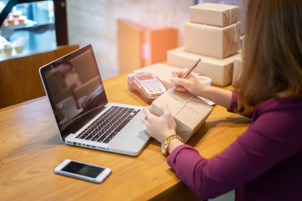 woman arranging shipping