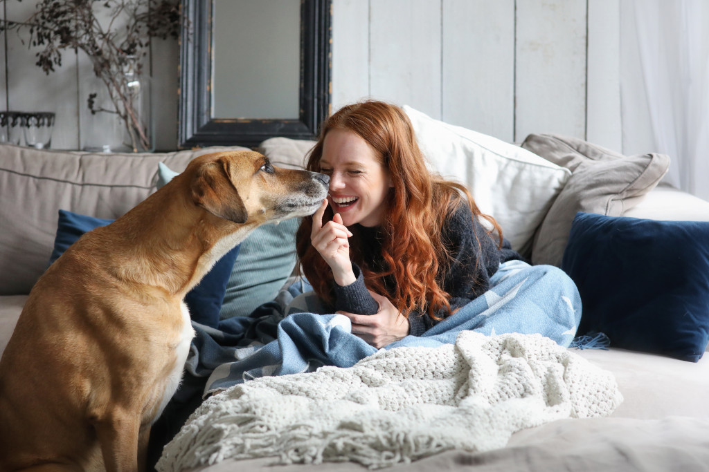 woman and pet